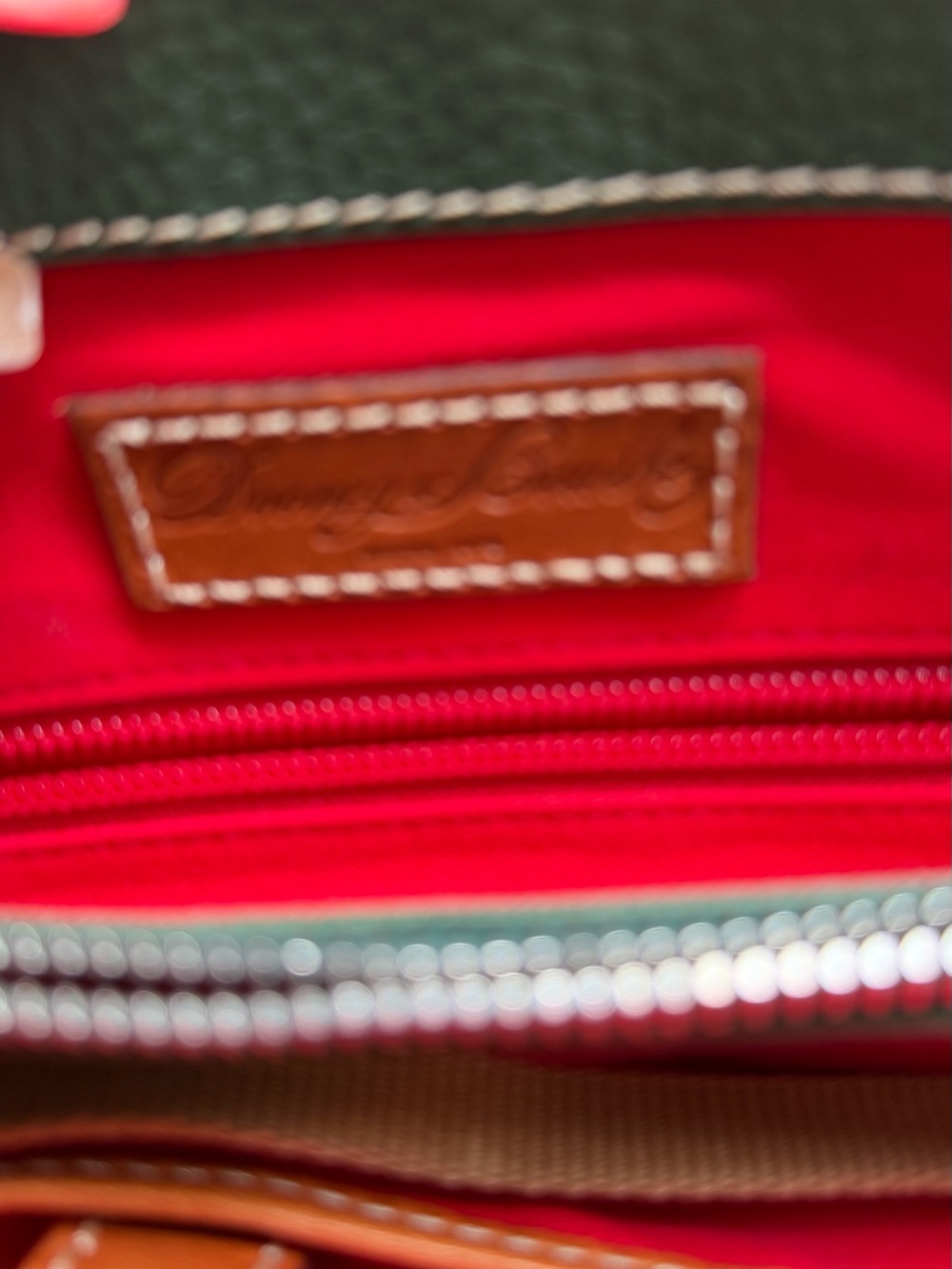 Dooney & Bourke Green and Brown Pebble Leather Satchel - Picture 7 of 15